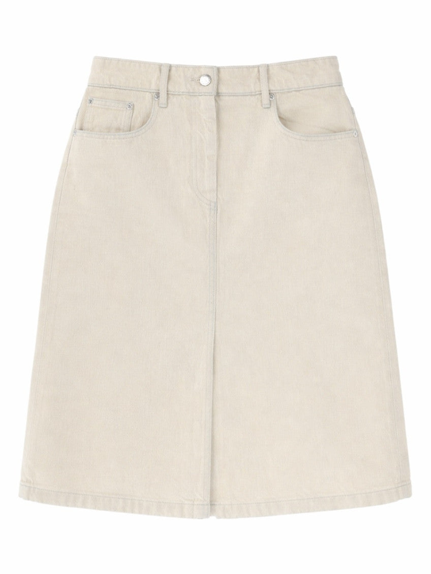 Light Brown Solid Midi Skirt 1