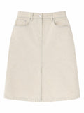 Light Brown Solid Midi Skirt 1
