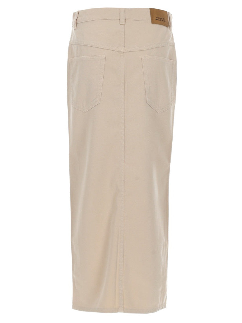 Beige Solid Maxi Skirt 3