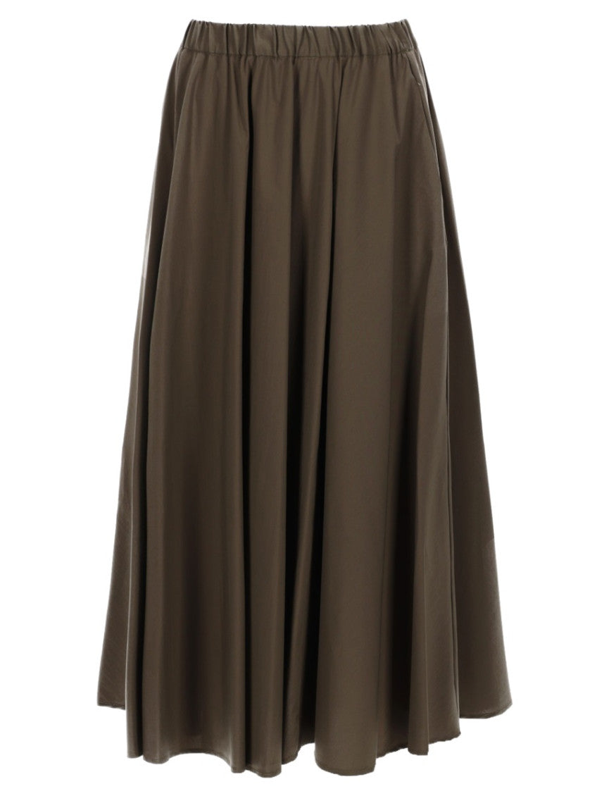 Khaki Solid Midi Skirt 1