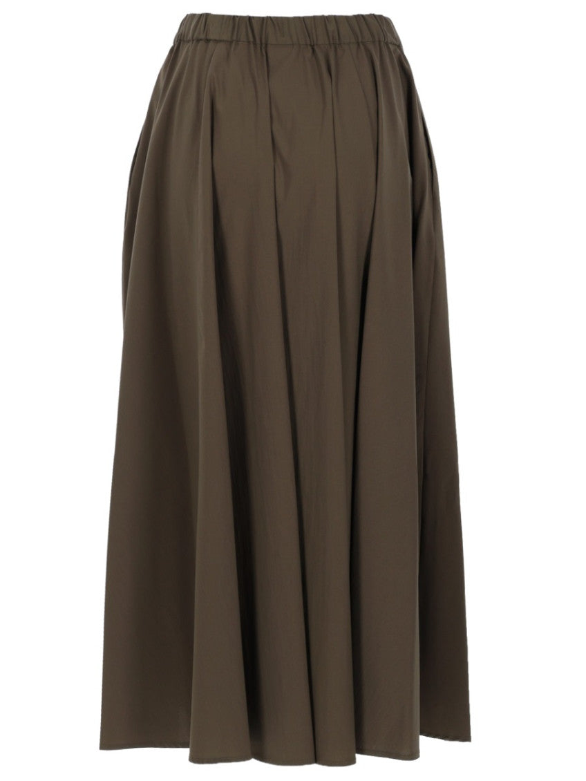 Khaki Solid Midi Skirt 2