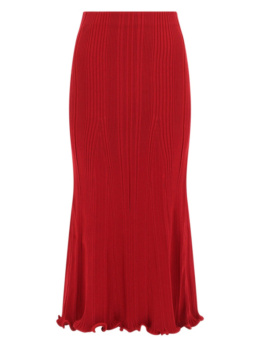 Red Pleated Midi Skirt 1