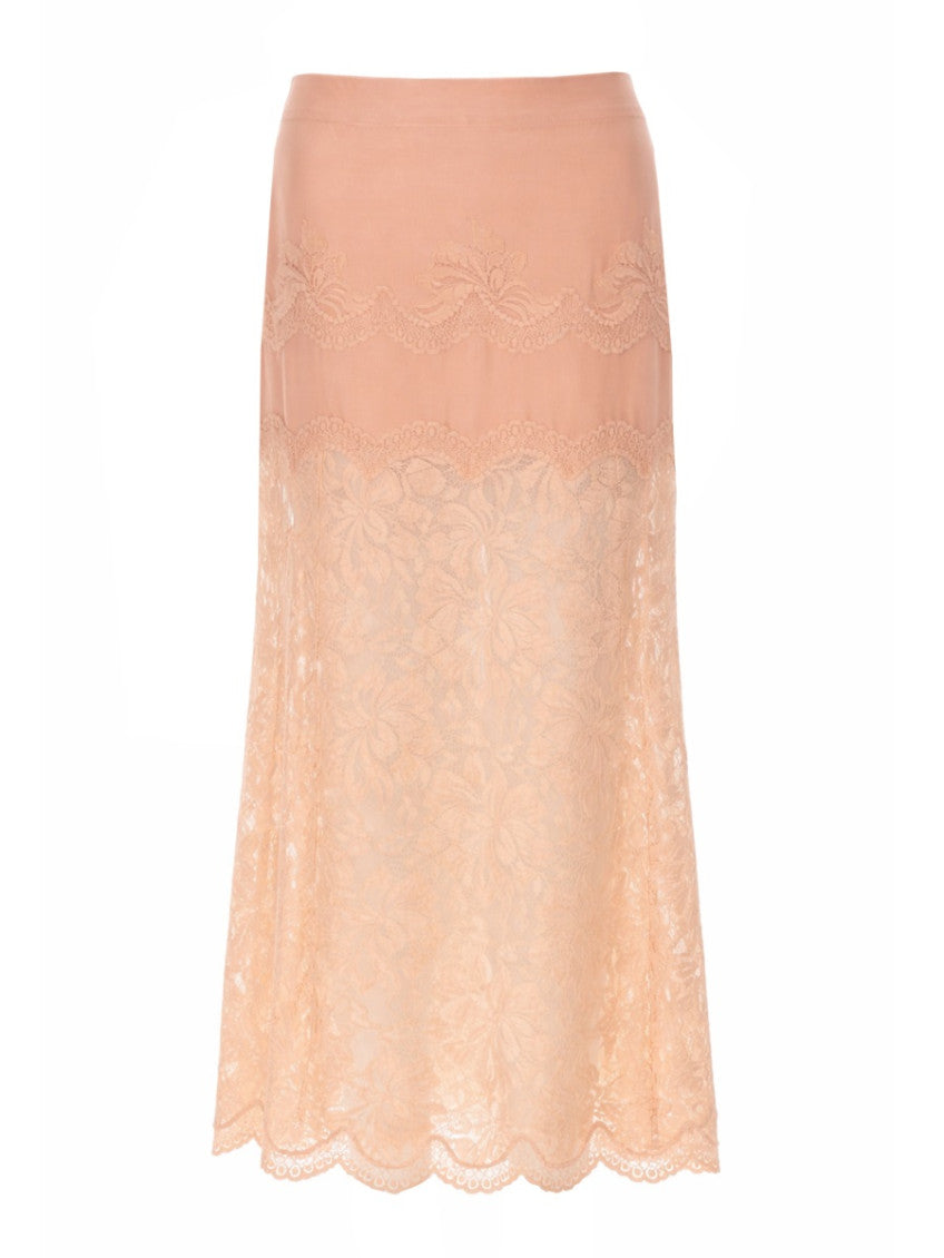 Pink Lace Midi Skirt 1