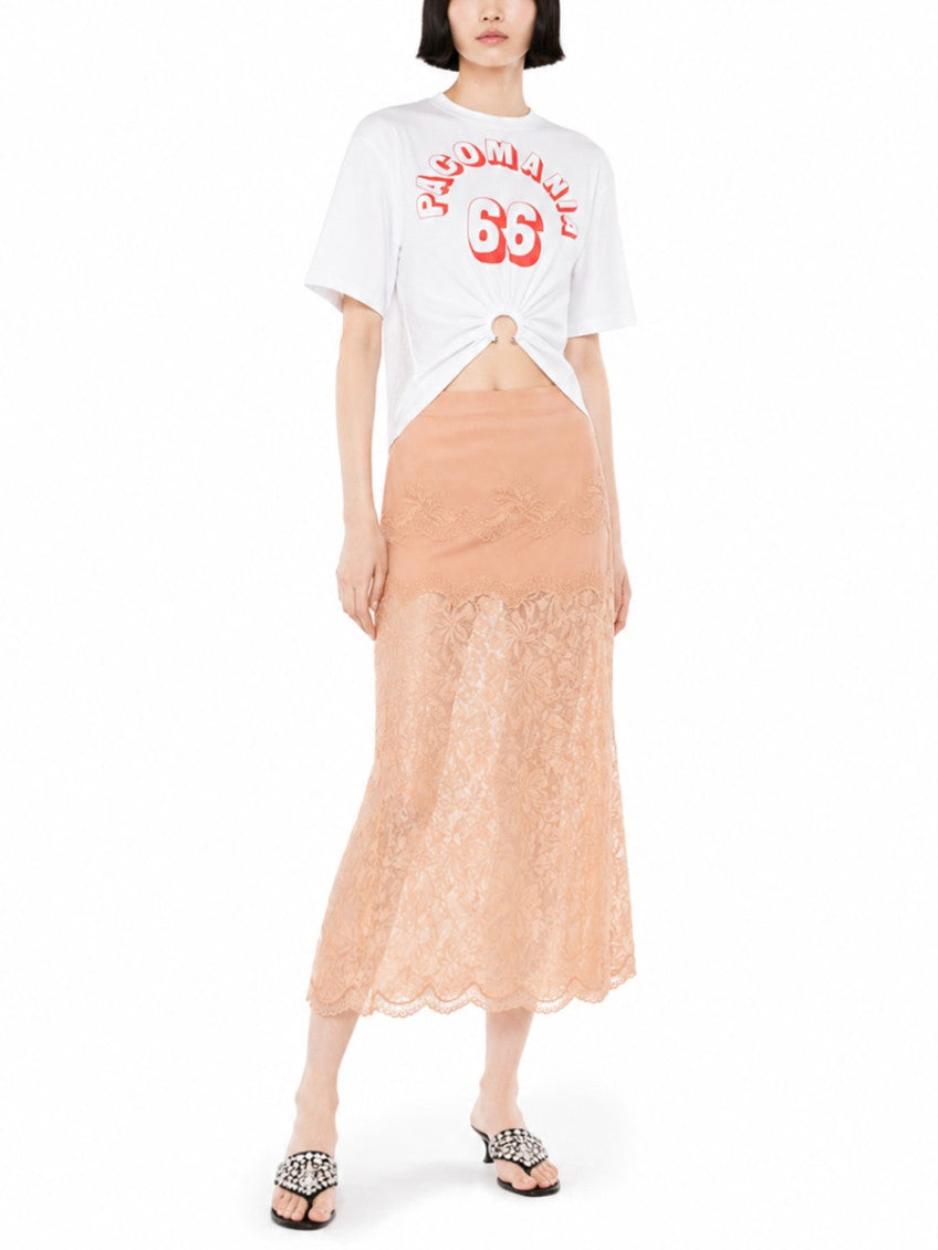 Pink Lace Midi Skirt 2