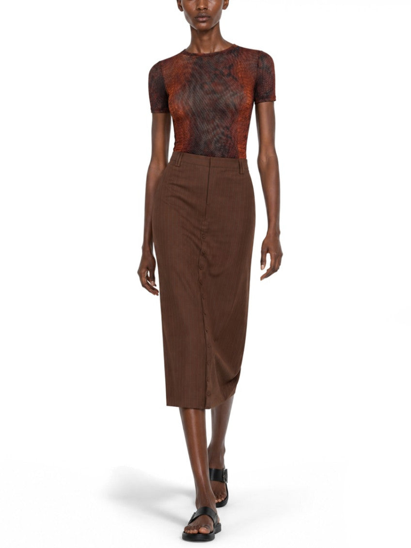 Brown Stripes Midi Skirt 2