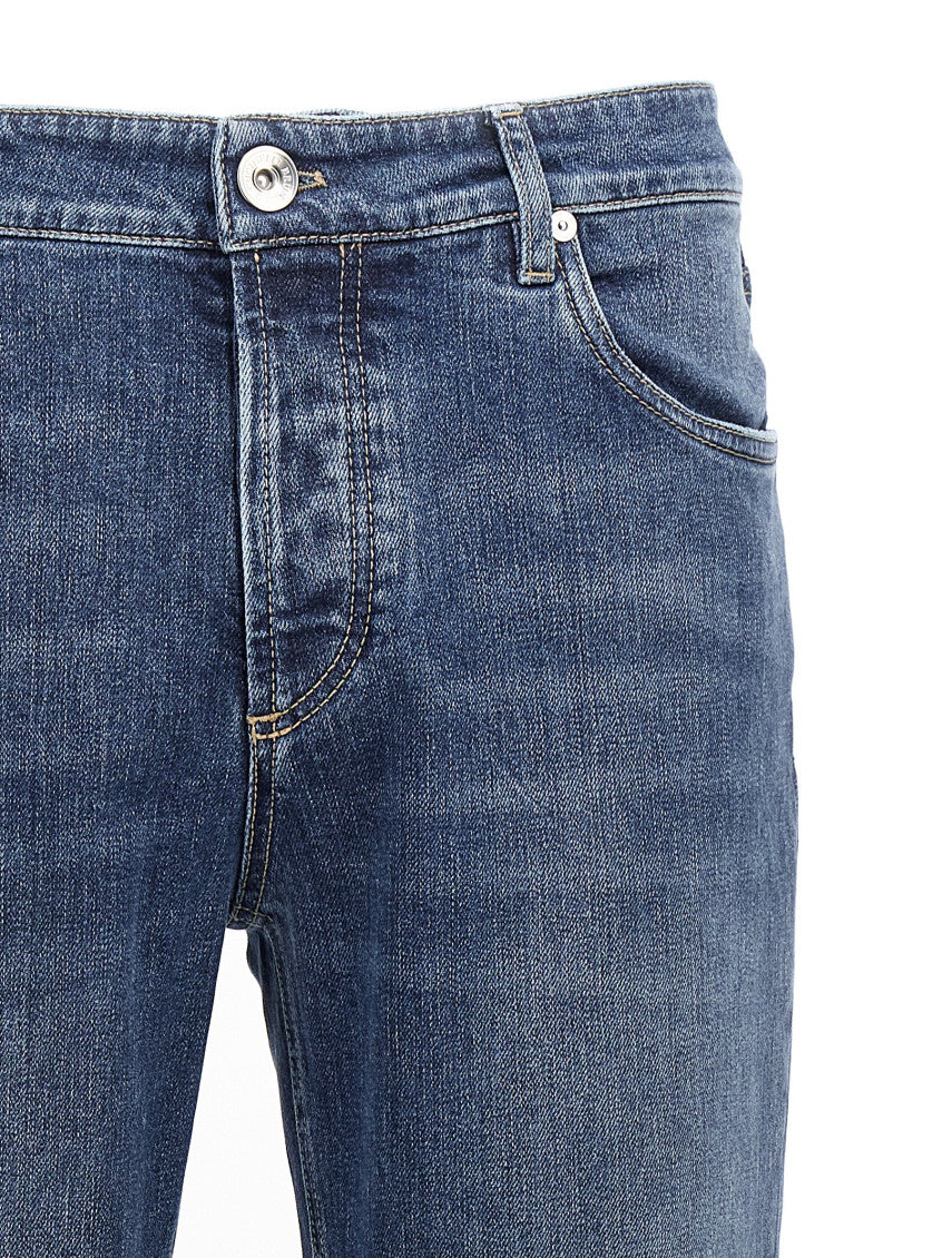 Blue Logo embroidery stretch jeans 3