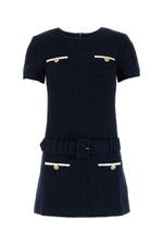 Navy Blue Bouclé Mini Dress 1