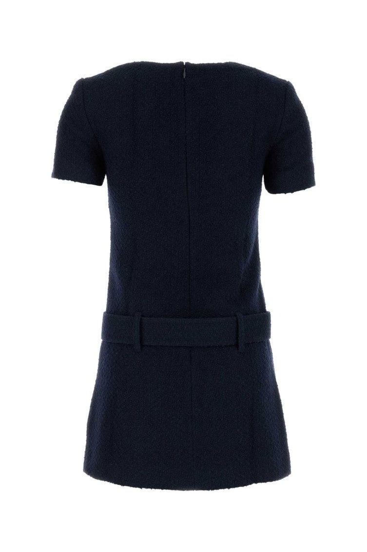 Navy Blue Bouclé Mini Dress 2