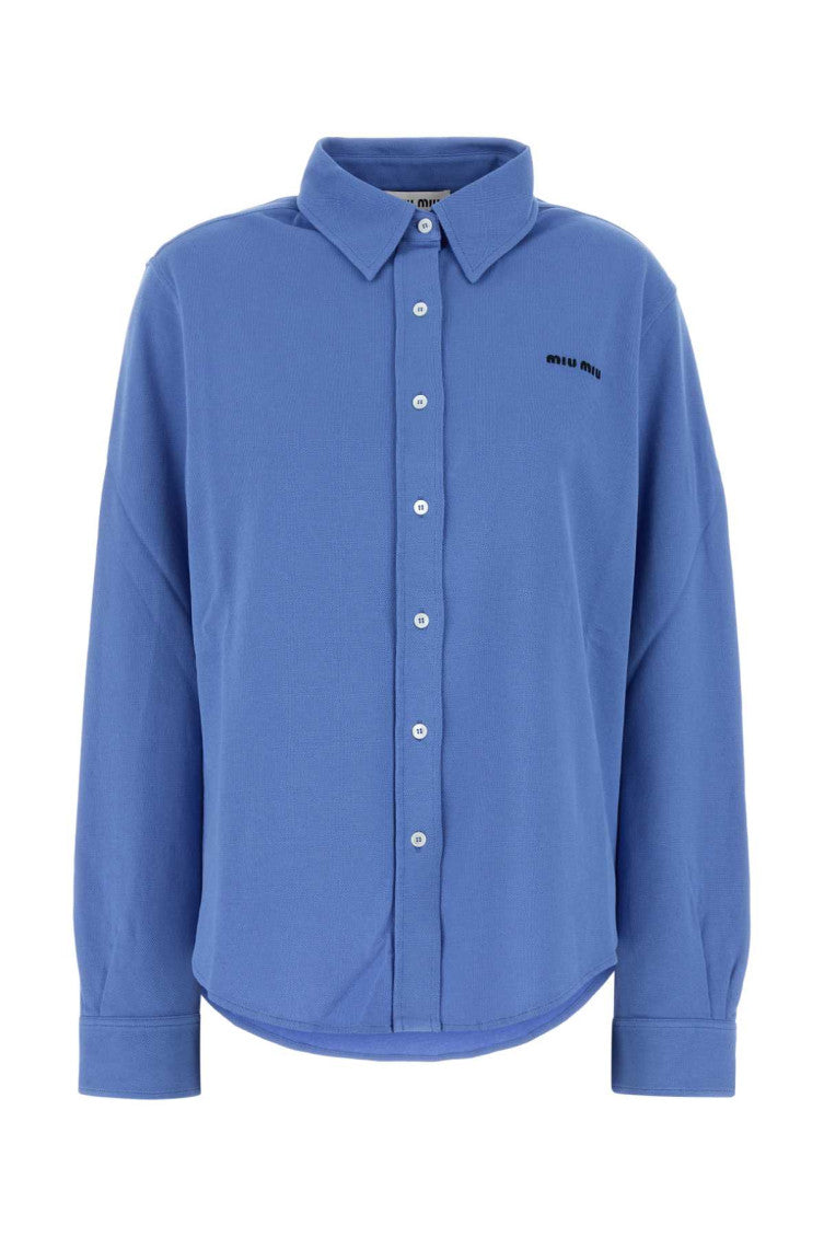 Cerulean blue piquet shirt  1