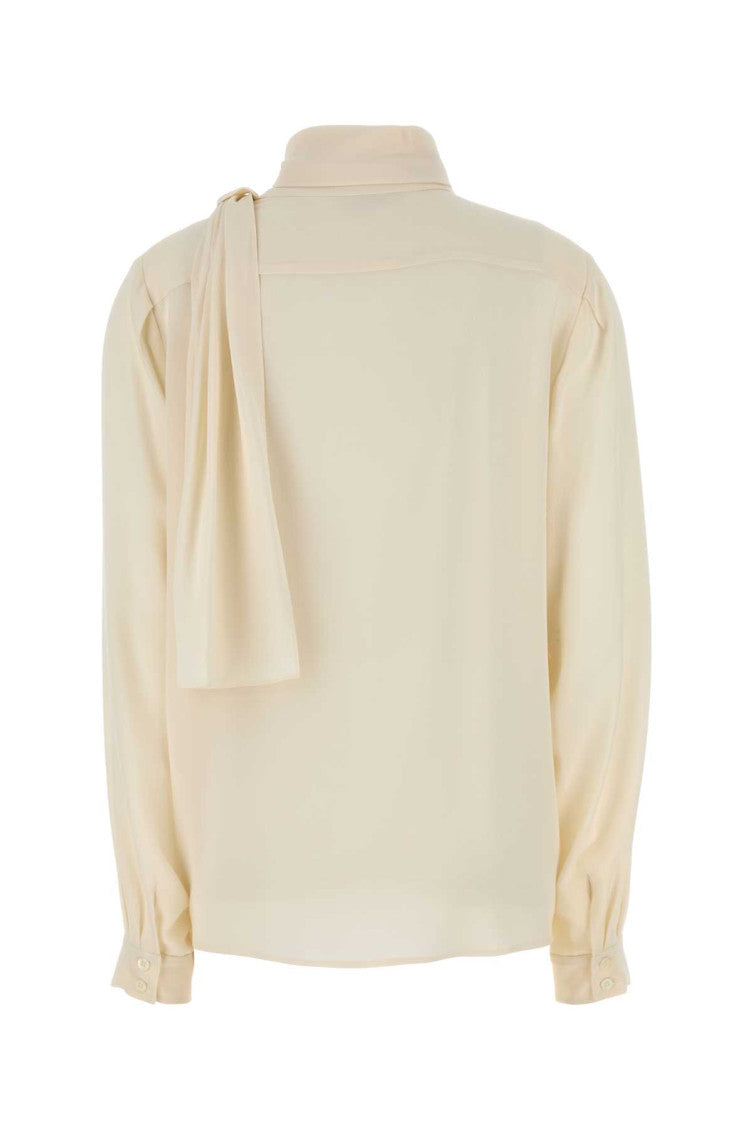 Beige Draped Silk Shirt 2