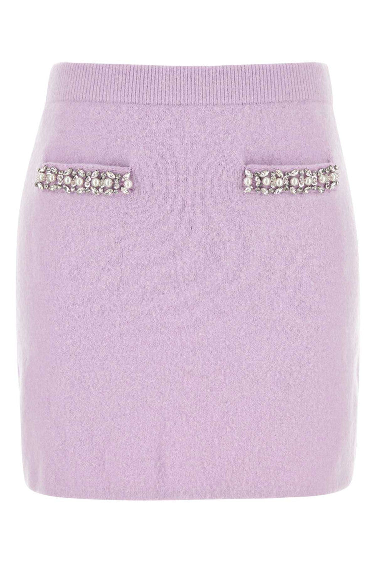 Lilac stretch viscose blend mini skirt  1