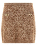 Beige Two-tone Virgin Wool Blend Mini Skirt 1