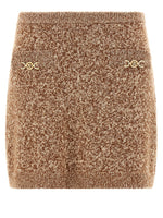 Beige Two-tone Virgin Wool Blend Mini Skirt 1