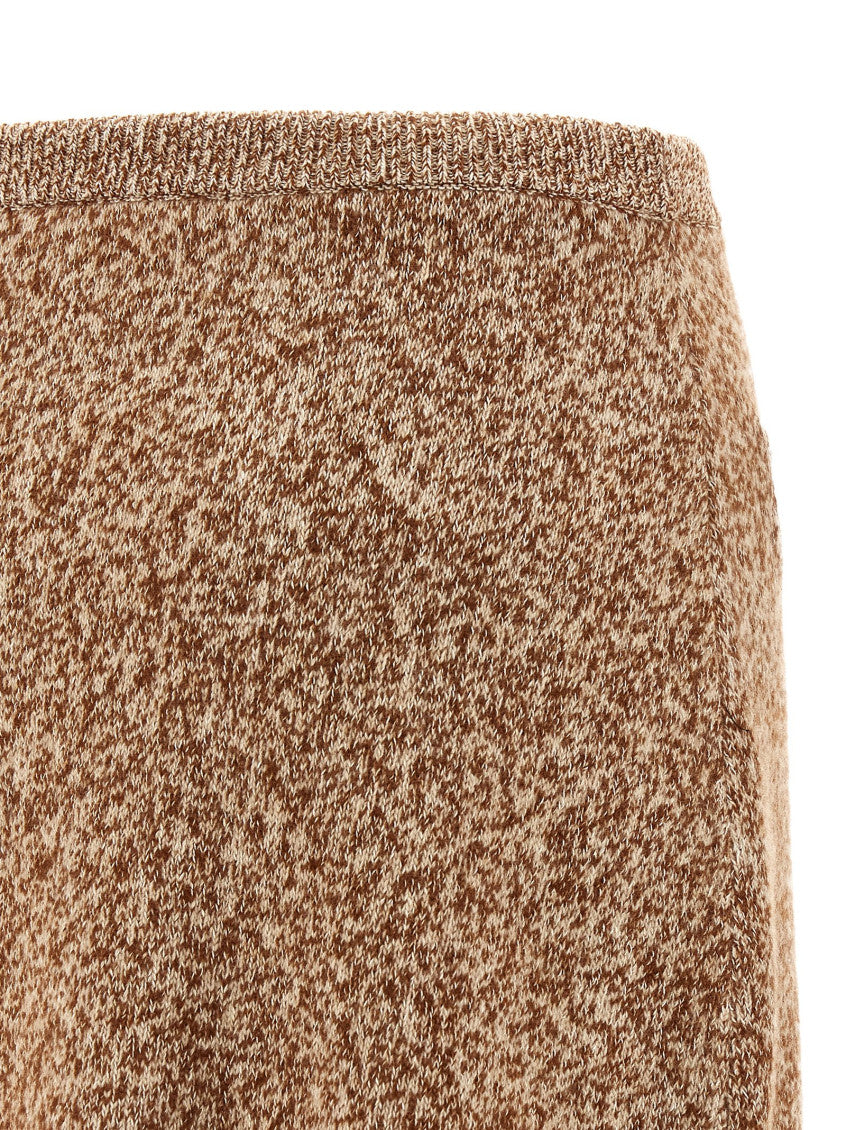 Beige Two-tone Virgin Wool Blend Mini Skirt 4