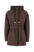 Brown Hooded Belted Jacket 1