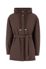 Brown Hooded Belted Jacket 1