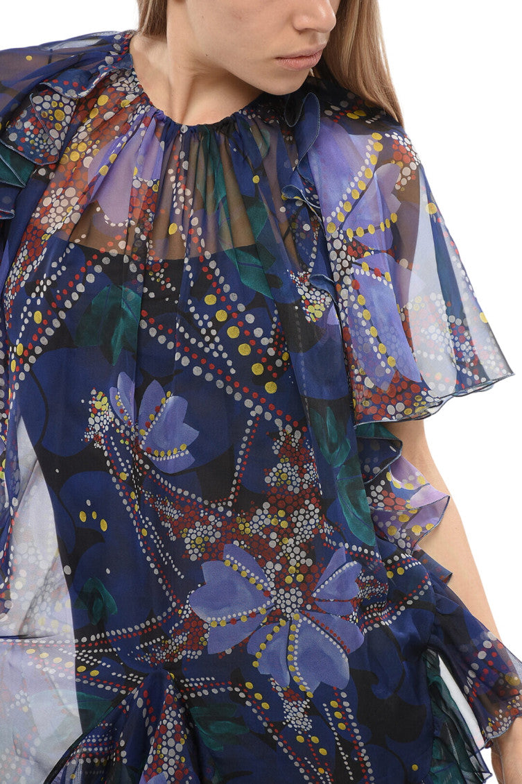 Purple Floral Round Neck Mini Dress 3