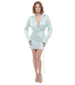 Sky Blue Shirt Collar Mini Dress 1