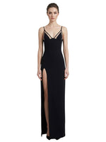 Black Solid V Neck Maxi Dress 1