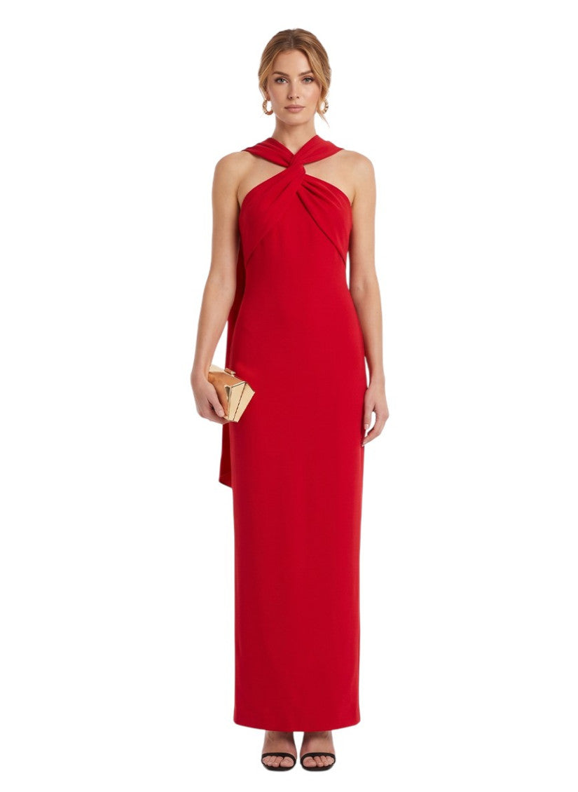 Red Halter Neck Maxi Dress 3