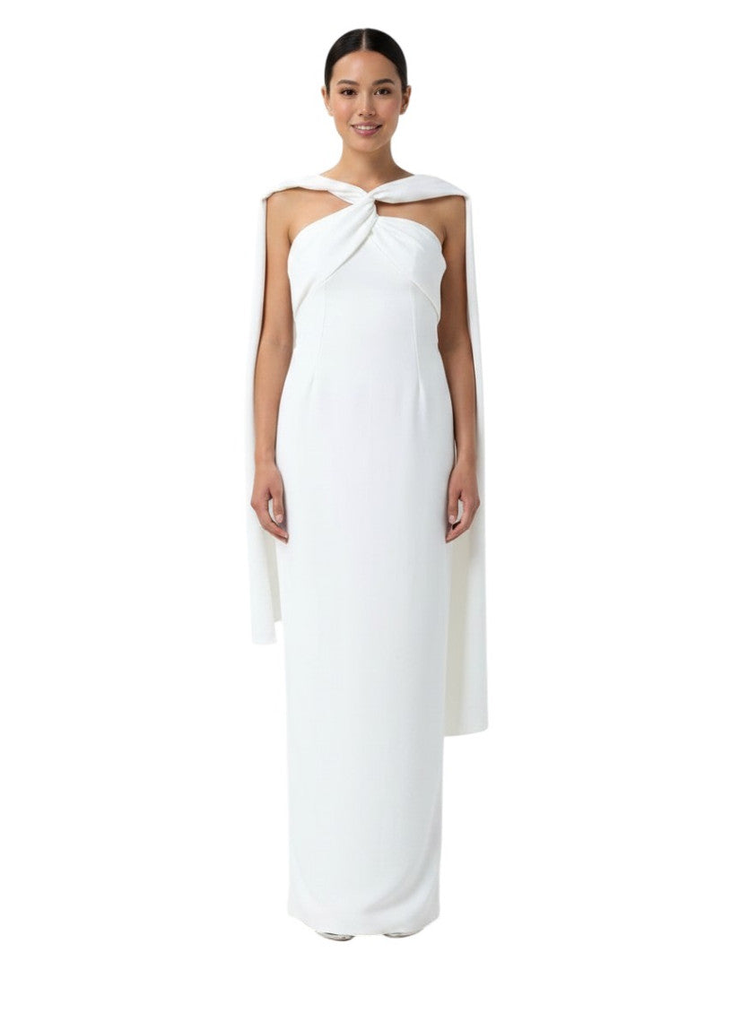 White Halter Neck Maxi Dress 3
