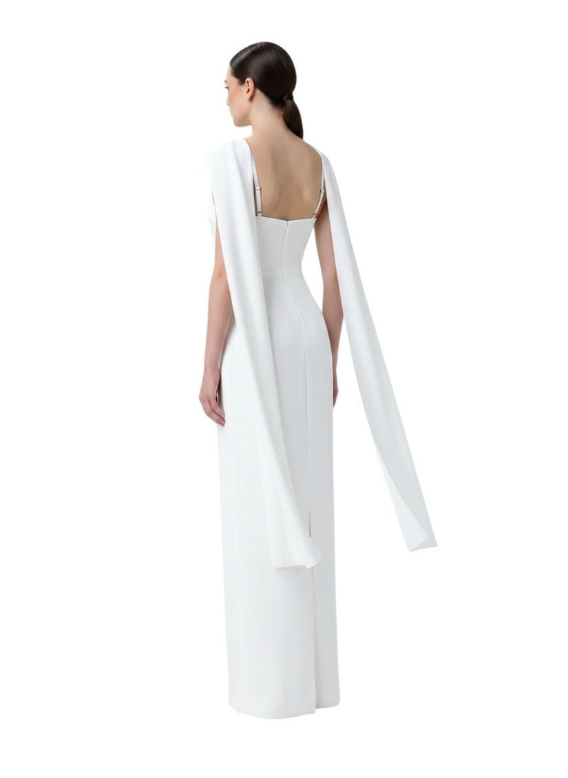 White Halter Neck Maxi Dress 4
