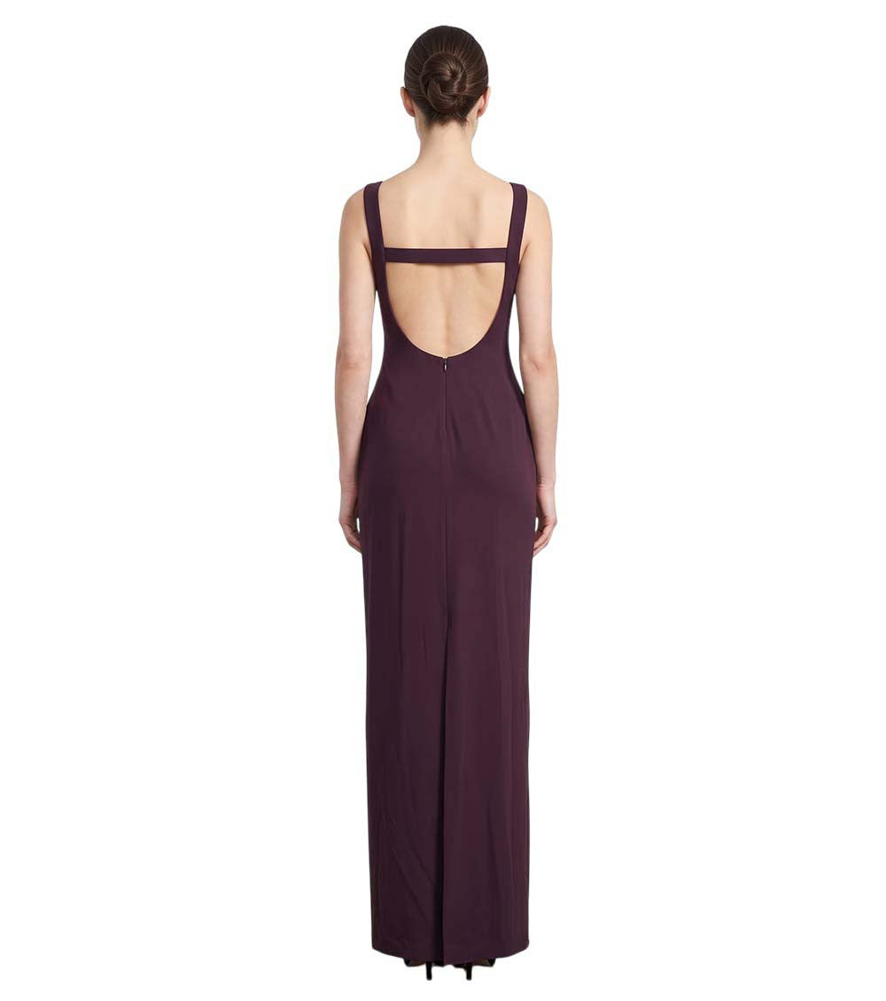 Dark Brown Boat Neck Maxi Dress 2