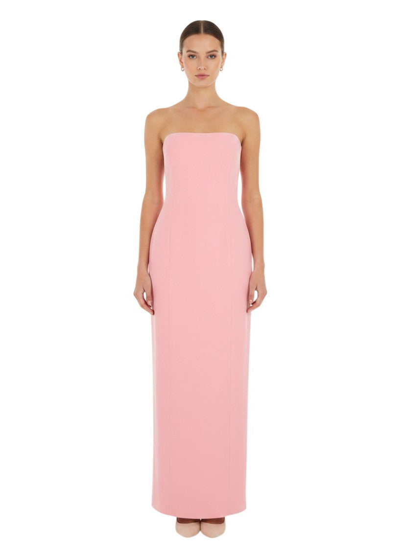 Pink Strapless Full Length Dress 1
