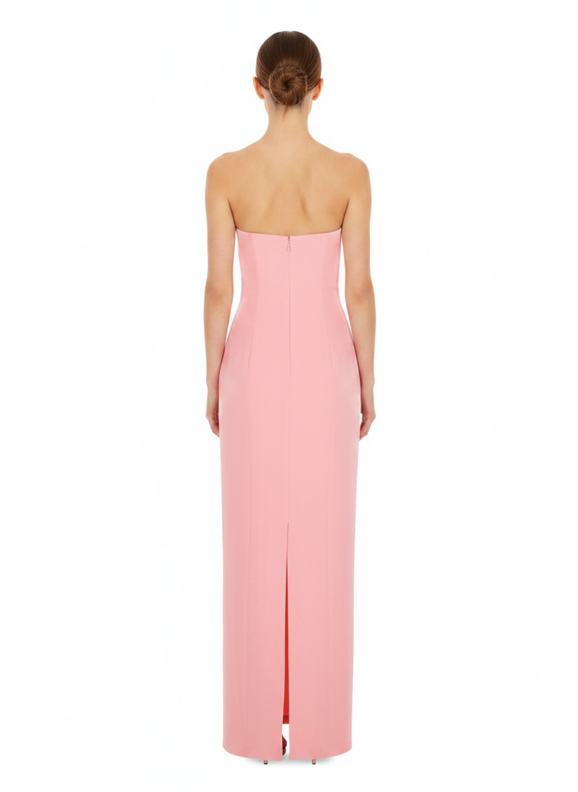 Pink Strapless Full Length Dress 2