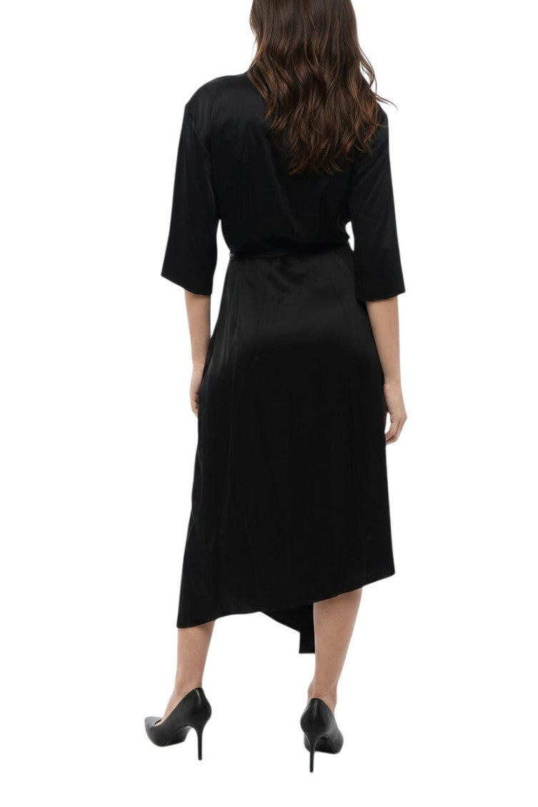 Black Shirt Collar Midi Dress 2