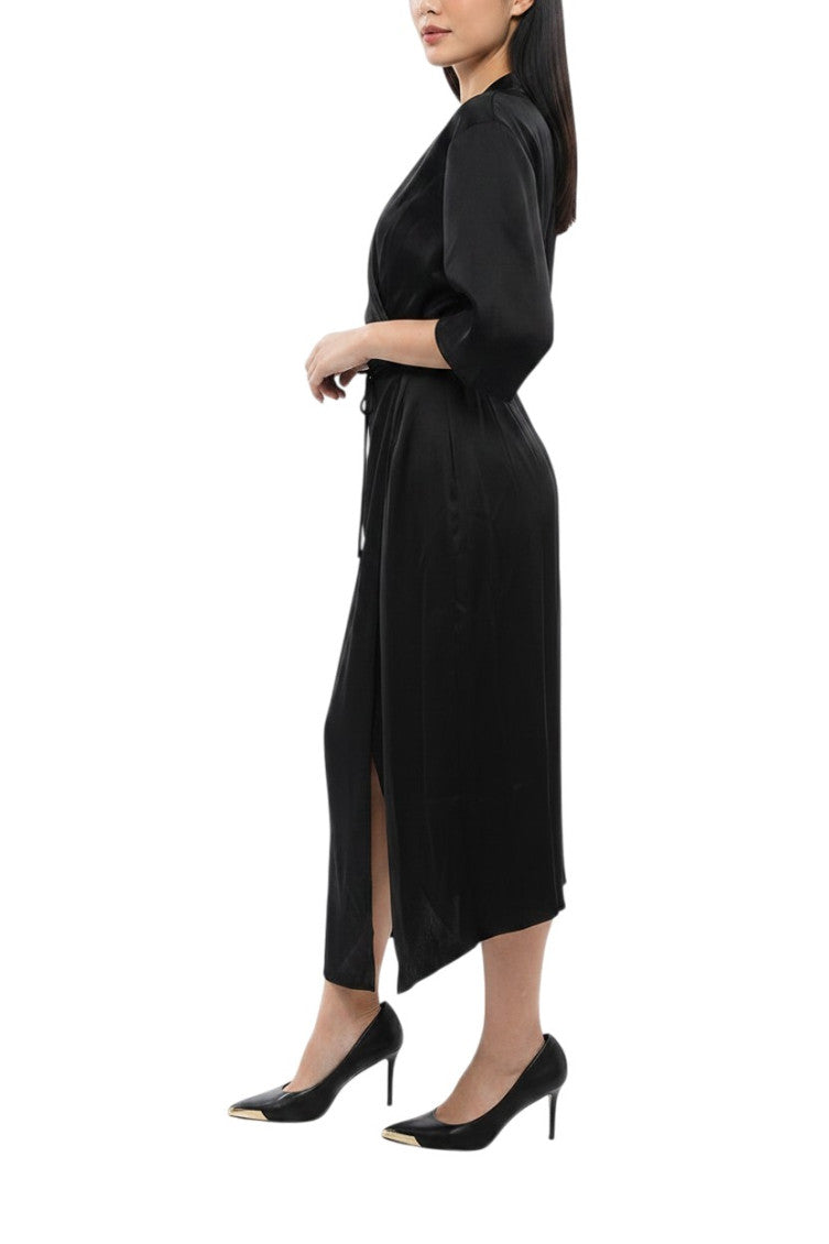 Black Shirt Collar Midi Dress 3