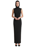 Black Solid Hood Maxi Dress 1