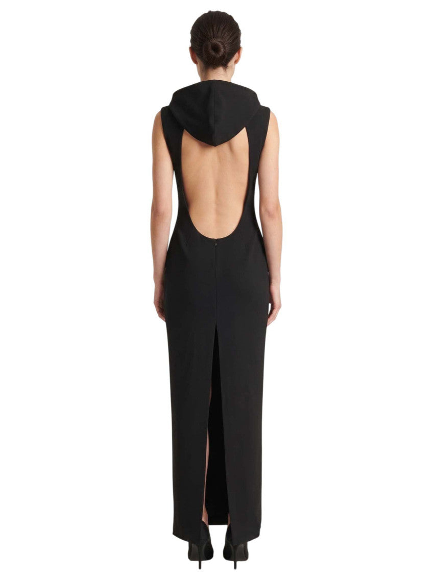 Black Solid Hood Maxi Dress 2