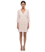 White Printed V Neck Mini Dress 1