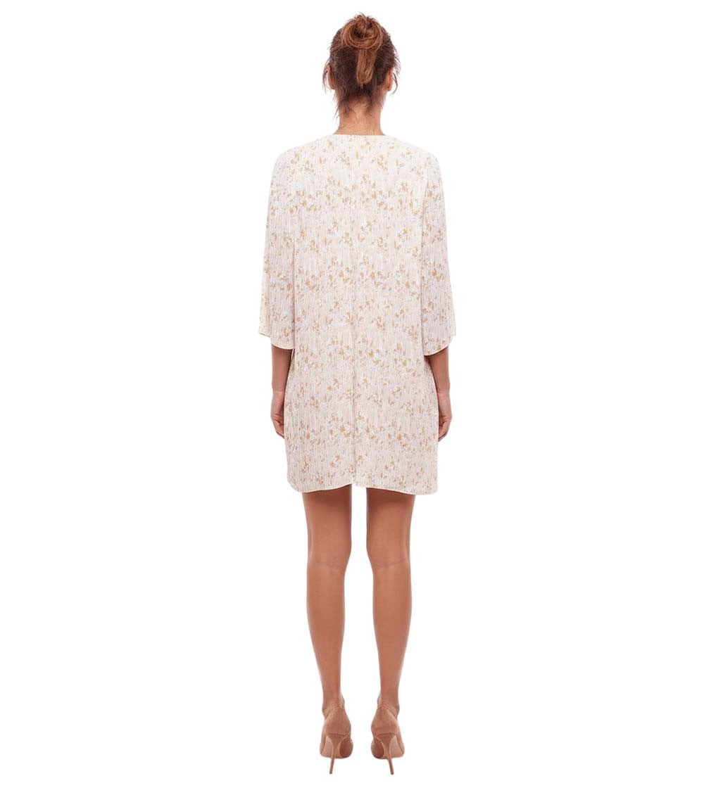 White Printed V Neck Mini Dress 2