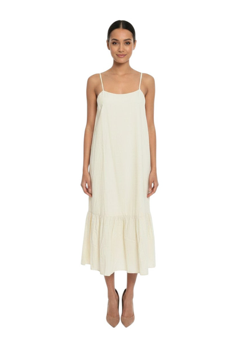 Off White Scoop Neck Midi Dress 1