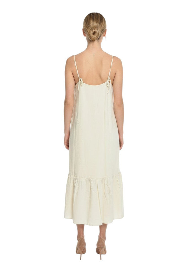 Off White Scoop Neck Midi Dress 2