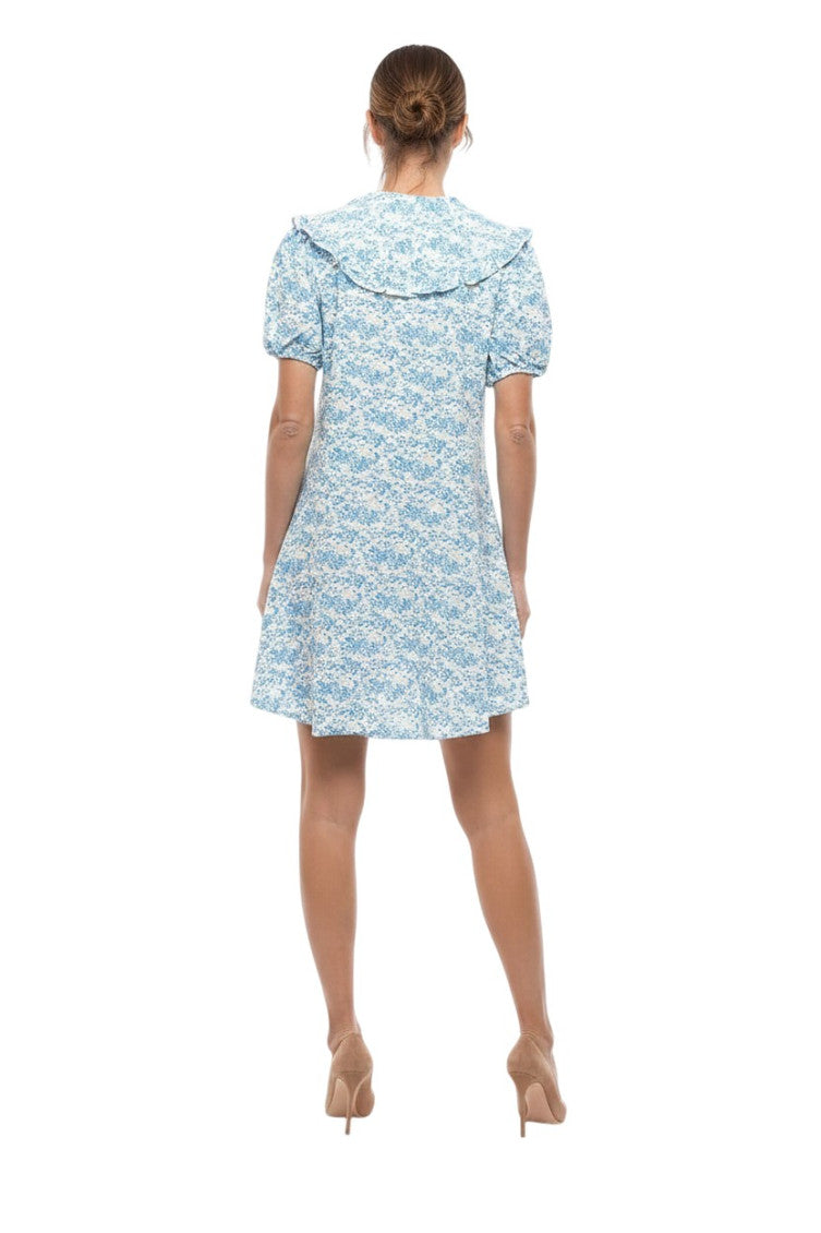 Blue Floral V Neck Mini Dress 2