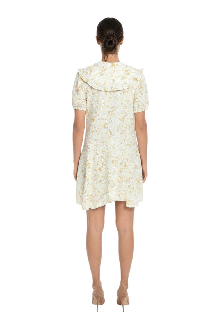 Beige Floral V Neck Mini Dress 2