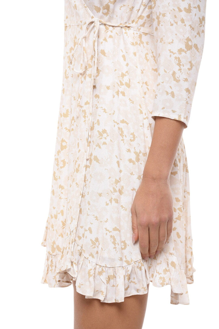 Beige Floral V Neck Mini Dress 3