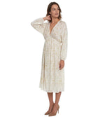Off White Floral V Neck Midi Dress 1