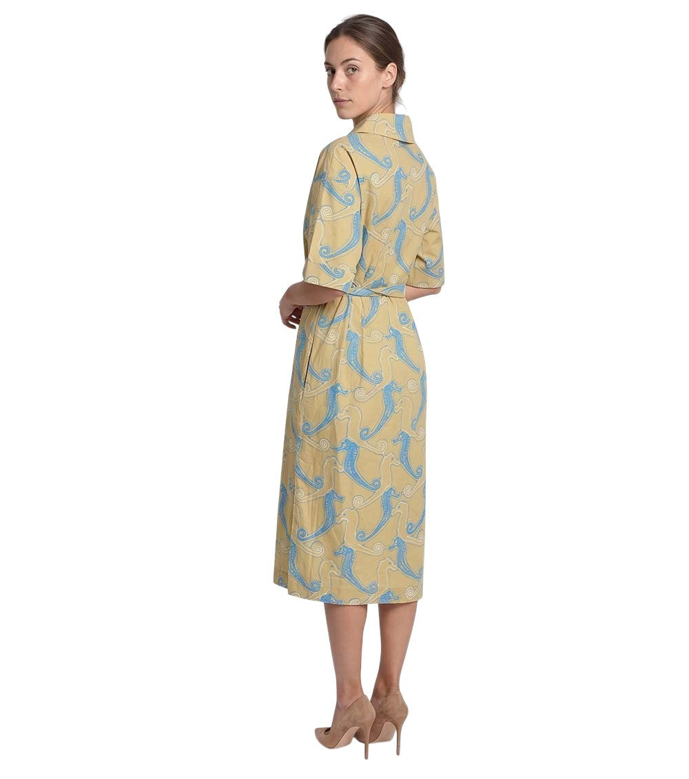 Multicolor Printed Shirt Collar Midi Dress 2