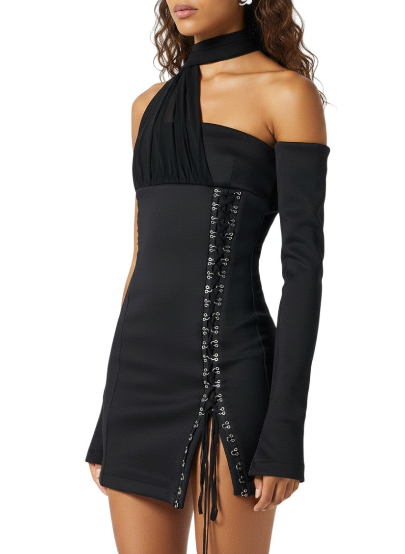 Black Halter Neck Mini Dress 3