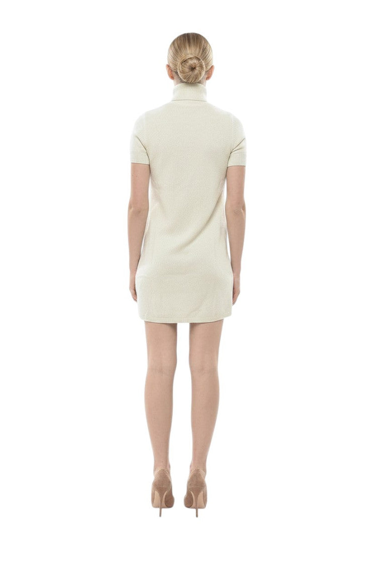 White Turtle Neck Mini Dress 2