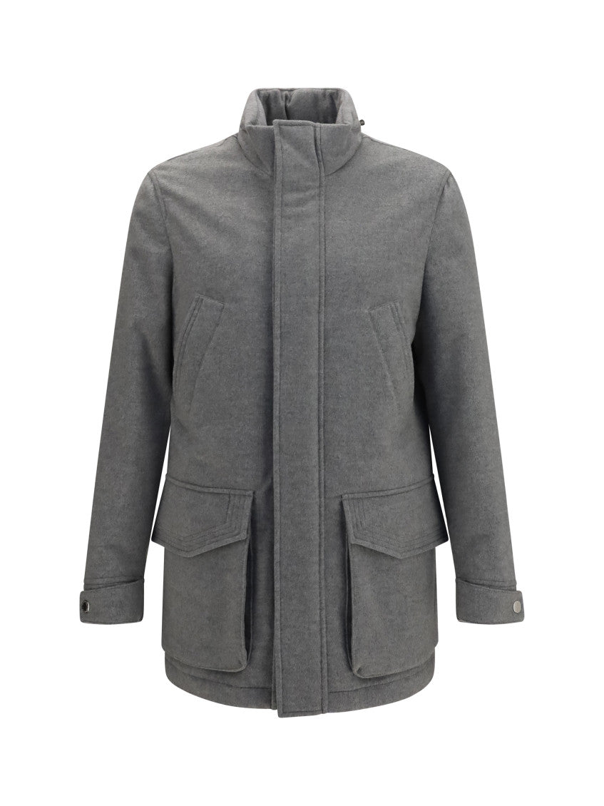 Grey Mock Collar Jacket 1