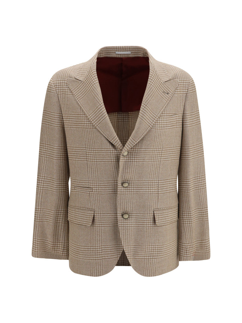 Beige Notched Lapel Blazer 1