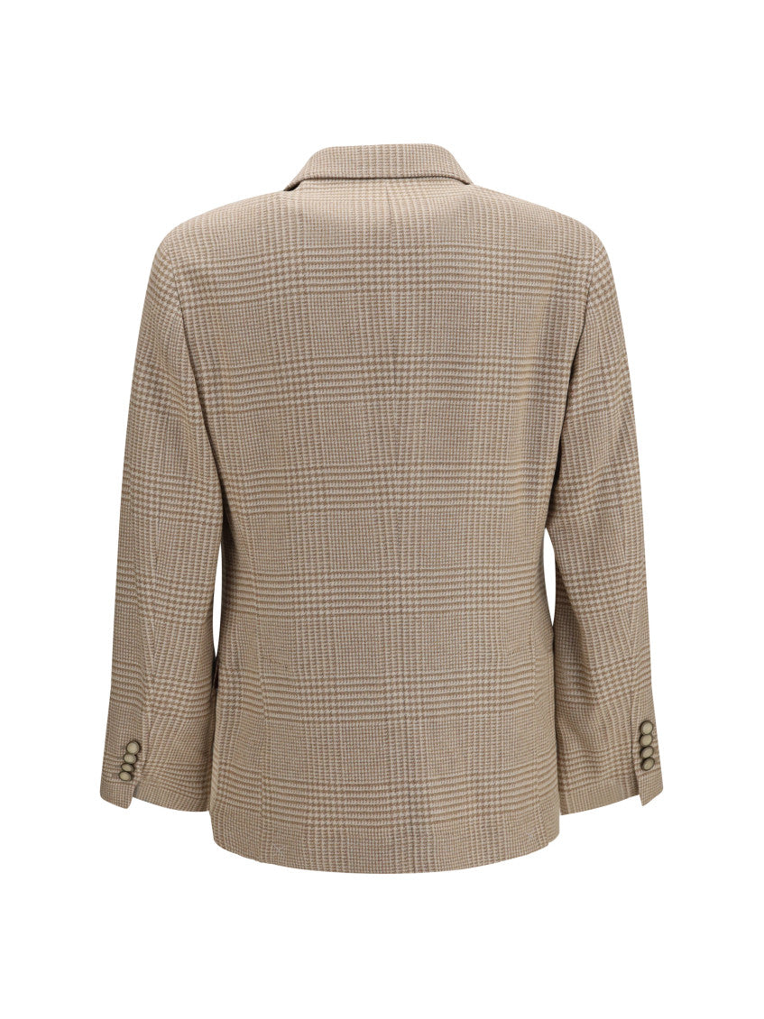 Beige Notched Lapel Blazer 2