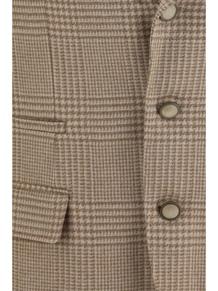 Beige Notched Lapel Blazer 3