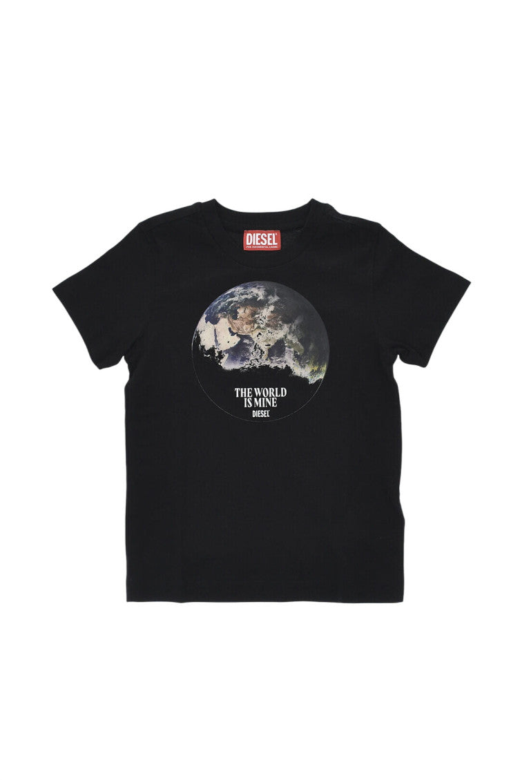 Boys Black Graphic T-Shirt 1