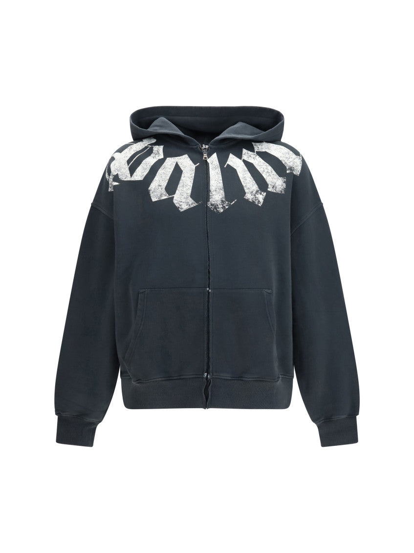 Black Zip Up Logo Hoodie 1
